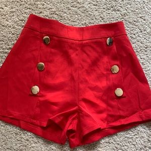 Red high waisted shorts